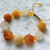 Natural Hetian Jade Coloful Rose Jade Bracelet for Women Bangle Beads