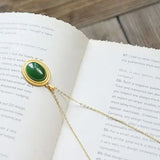 Hetian Jade Green Oval Pendant Necklace Chinese Craft Charm Women's Jewel