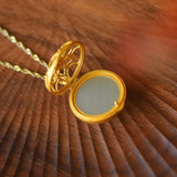Hetian Jade Flower Necklace Chinese Gawu Box Pendant Wedding Jewelry