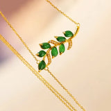 Natural Hetian Jade Leaf Pendant Tassel Necklace
