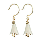 Hetian Jade Lily Orchid Earrings Bells Retro Craftsmanship Silver Jewelry