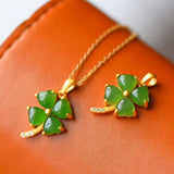 Hetian Jade Lucky Grass Pendant Necklace Chinese Retro Palace Craft Jewelry