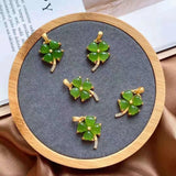Hetian Jade Lucky Grass Pendant Necklace Chinese Retro Palace Craft Jewelry