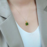 Hetian Jade Lucky Grass Pendant Necklace Chinese Retro Palace Craft Jewelry