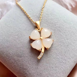 Hetian Jade Lucky Grass Pendant Necklace Chinese Retro Palace Craft Jewelry