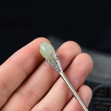 Hetian Jade Magnolia Flower Hairpin Ancient Rhyme Hair Accesory