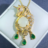 Hetian Jade Necklace S925 Silver Gold-plated Inlaid Pendant