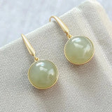 Hetian Jade Round Bead Earrings - Chinese Retro Silver Jewelry