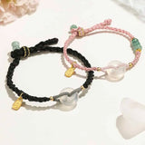Natural Hetian Jade Round Blessing Bracelet Women Men Hand Rope Wedding
