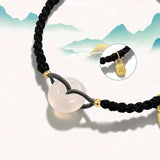Natural Hetian Jade Round Blessing Bracelet Women Men Hand Rope Wedding