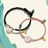 Natural Hetian Jade Round Blessing Bracelet Women Men Hand Rope Wedding