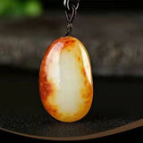 Natural Hetian Jade Seed Stone Pendant, Red Skin Jade Necklace for Couples