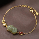 Hetian Jade Pixiu Bracelet for Women, Chinese Silver Jewelry