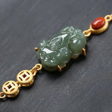 Hetian Jade Pixiu Bracelet Women's Silver Jewelry