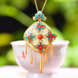 Hetian Jade Cloud Tassel Pendant Silver Necklace Wedding Jewelry