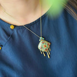 Hetian Jade Cloud Tassel Pendant Silver Necklace Wedding Jewelry