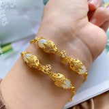 Hetian Chalcedony Dragon Soul Brave Bracelet Exaggerated Retro Women's Jewelry