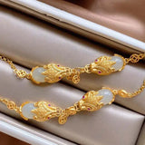 Hetian Chalcedony Dragon Soul Brave Bracelet Exaggerated Retro Women's Jewelry