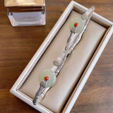 Hetian jade bamboo bracelet Chinese retro craft charm women's silver jewelry