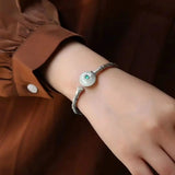 Hetian jade bamboo bracelet Chinese retro craft charm women's silver jewelry
