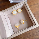 Natural Hetian Jade Geometric Earrings Chinese Retro Small Charm Women's Jewelry