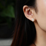 Natural Hetian Jade Geometric Earrings Chinese Retro Small Charm Women's Jewelry