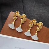 Natural Hetian Jade Geometric Triangle Earrings Retro Craft Women's Jewelry