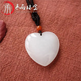 Hetian Jade Heart Pendant Lanolin Chicken Heart Jade Pendant