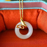Hetian Jade Hollow Butterfly Pendant Necklace Bohemian Women's Jewelry