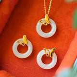 Hetian Jade Hollow Butterfly Pendant Necklace Bohemian Women's Jewelry