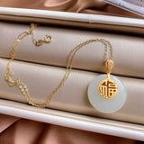 Hetian Jade Hollow Pendant Necklace Chinese Palace Silver Jewelry