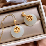 Hetian Jade Hollow Pendant Necklace Chinese Palace Silver Jewelry