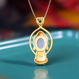 Hetian Jade Pith Silver Pendant Necklace - Chinese Retro Palace Women's