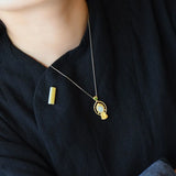 Hetian Jade Pith Silver Pendant Necklace - Chinese Retro Palace Women's