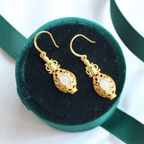 Vintage Hetian Jade Vase Shaped Ear Hook Silver Jewelry