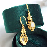 Vintage Hetian Jade Vase Shaped Ear Hook Silver Jewelry