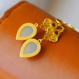 Hetian Jade Water Drop Earrings Cloisonne Enamel Ethnic Women's Jewelry