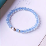 Ice Transparent Aquamarine Beads Bracelet Women Jewelry