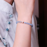 Ice Transparent Aquamarine Beads Bracelet Women Jewelry