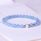 Ice Transparent Aquamarine Beads Bracelet Women Jewelry