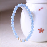 Ice Transparent Aquamarine Beads Bracelet Women Jewelry