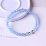 Ice Transparent Aquamarine Beads Bracelet Women Jewelry