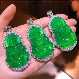Ice Agate Green Chalcedony Pendant Women's Necklace