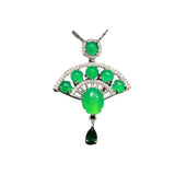 Green Chalcedony Fan Pendant Agate Necklace