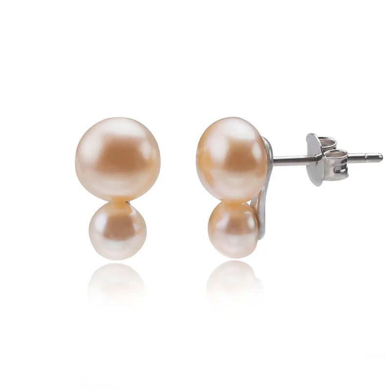 Pink Pearl Sterling Silver Stud Earrings 4.5-8mm