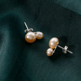 Pink Pearl Sterling Silver Stud Earrings 4.5-8mm