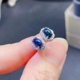 Opal Flower Earrings S925 Sterling Silver Fine Charming Jewelry