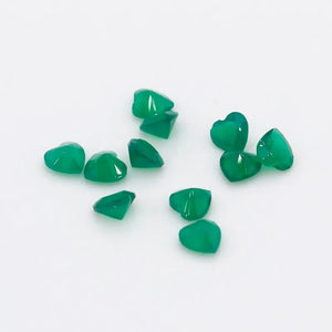 Green Agate Heart Cut 4x4mm Ring Necklace Jewelry