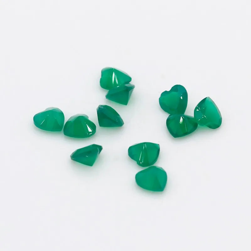 Green Agate Heart Cut 4x4mm Ring Necklace Jewelry