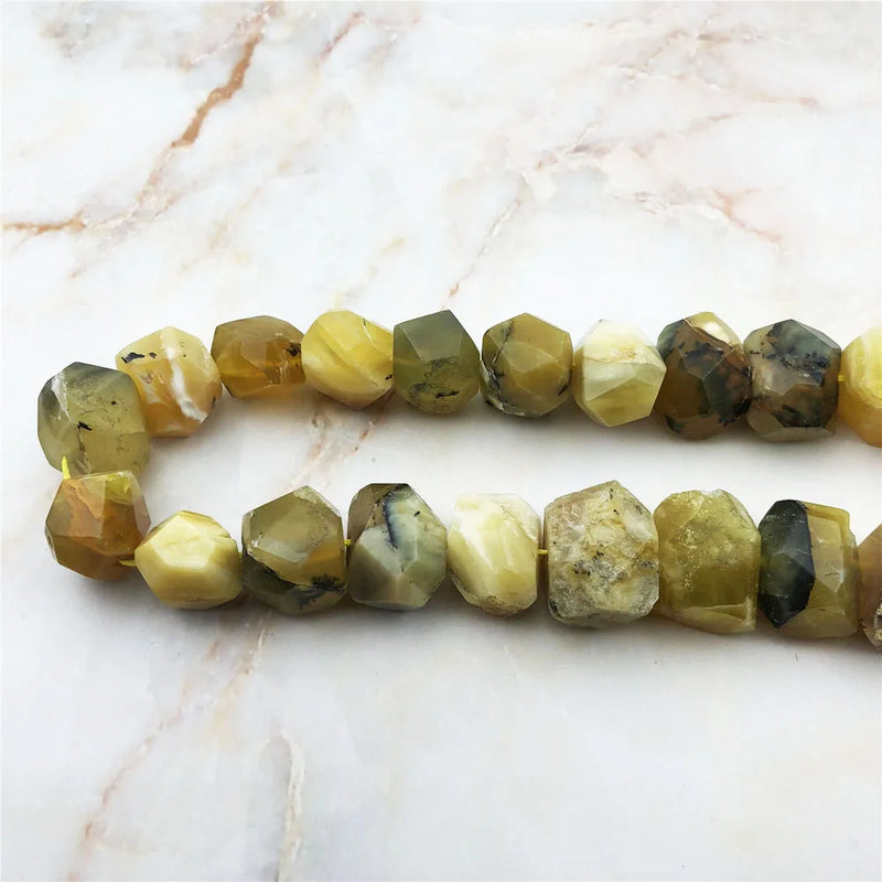 Yellow Opal Quartz Faceted Gem Nugget Beads for Jewelry Making
